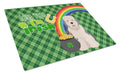Old English Sheepdog St. Patrick's Day Cutting Board Tempered Glass Kitchen Cutting Surface, Heat Resistant Chopping, Non-Slip Feet, Food Prep & Serving