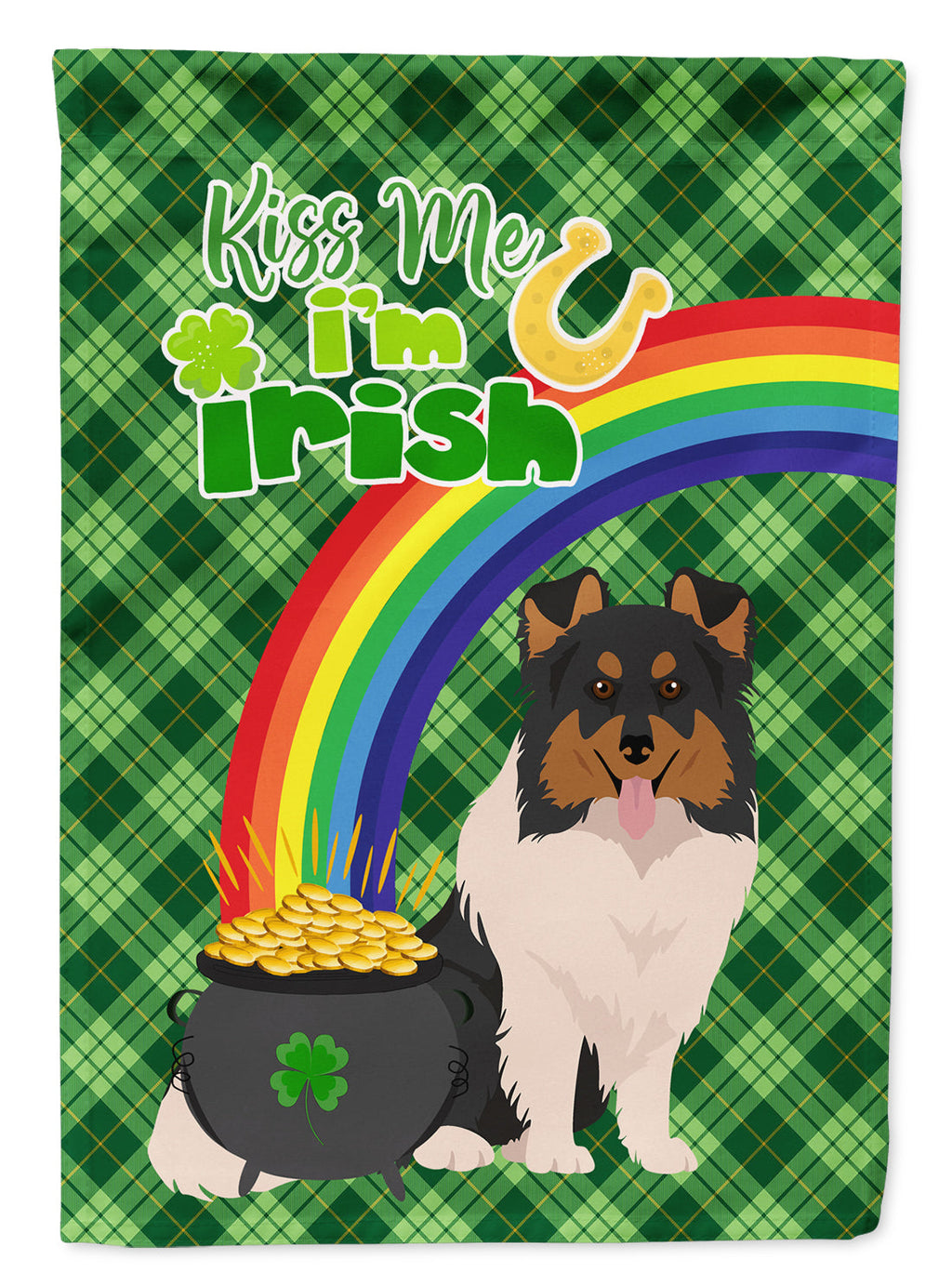 Tricolor Sheltie St. Patrick's Day Garden Flag Mailbox Decorative Yard Banner Outside Patio Artwork for Flower Beds, Garden Size, Multicolor