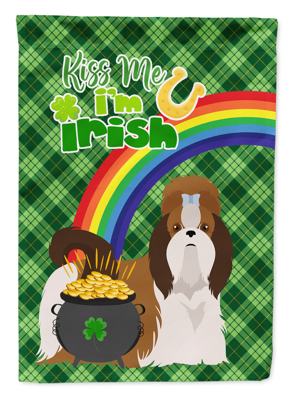 Red and White Shih Tzu St. Patrick's Day Garden Flag Mailbox Decorative Yard Banner Outside Patio Artwork for Flower Beds, Garden Size, Multicolor