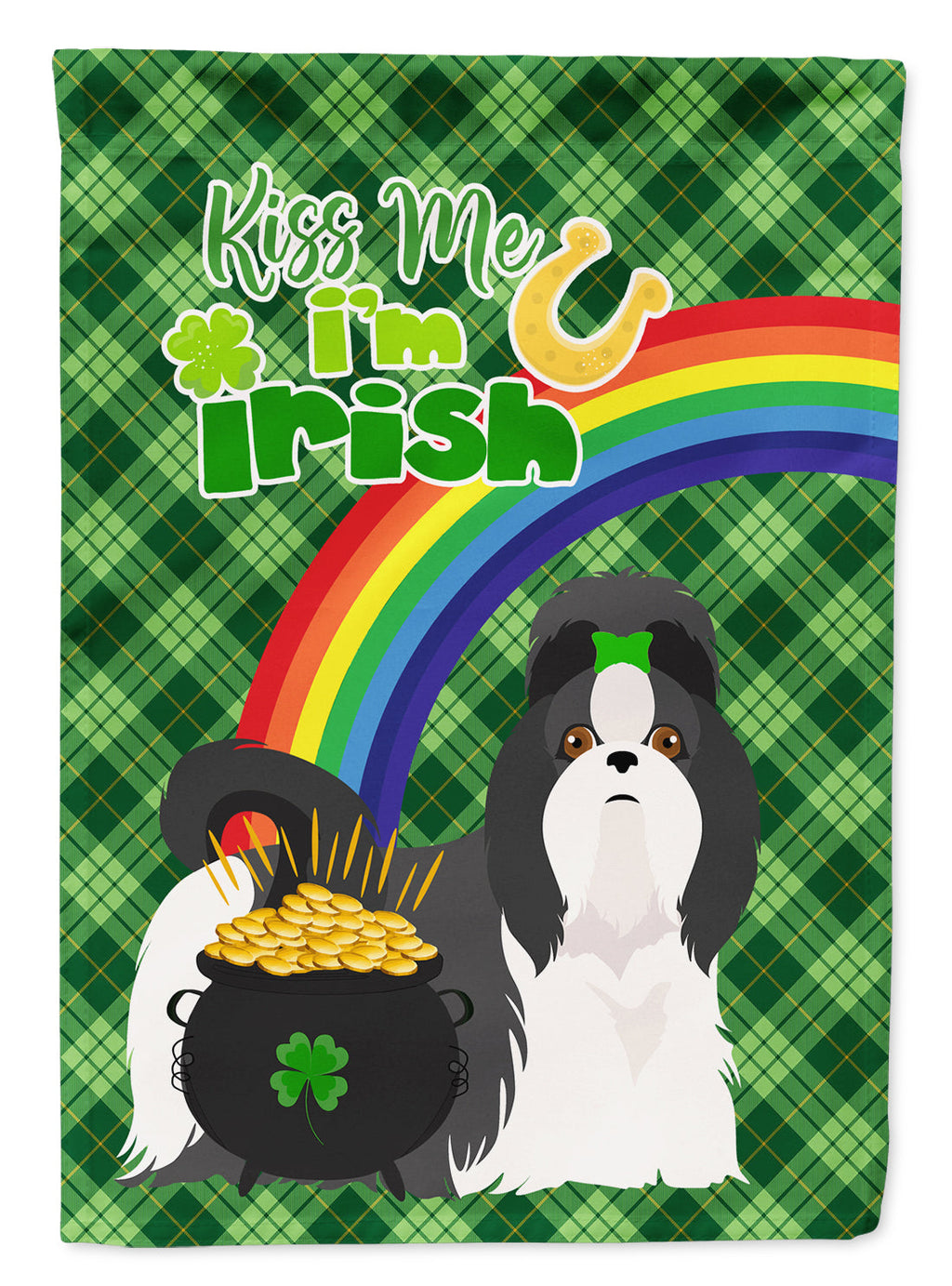 Black and White Shih Tzu St. Patrick's Day Garden Flag Mailbox Decorative Yard Banner Outside Patio Artwork for Flower Beds, Garden Size, Multicolor