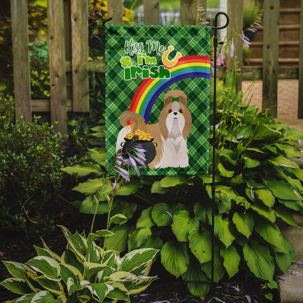 Gold and White Shih Tzu St. Patrick's Day Garden Flag Mailbox Decorative Yard Banner Outside Patio Artwork for Flower Beds, Garden Size, Multicolor