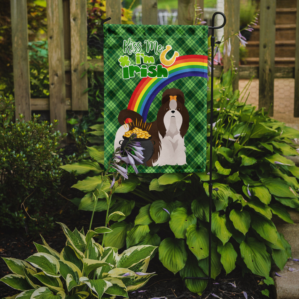 Liver and White Shih Tzu St. Patrick's Day Garden Flag Mailbox Decorative Yard Banner Outside Patio Artwork for Flower Beds, Garden Size, Multicolor