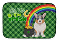 Blue Merle Cardigan Corgi St. Patrick's Day Dish Drying Mat Absorbent Dish Drying Mat Pad for Kitchen Counter Dish Drainer Mat for Countertop, 14 x 21", Multicolor