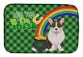 Brindle Cardigan Corgi St. Patrick's Day Dish Drying Mat Absorbent Dish Drying Mat Pad for Kitchen Counter Dish Drainer Mat for Countertop, 14 x 21", Multicolor
