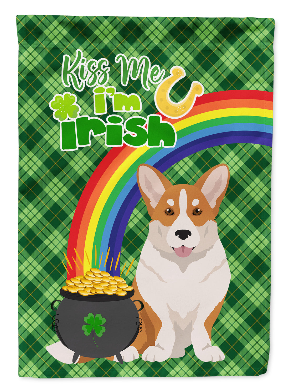 Red Cardigan Corgi St. Patrick's Day Garden Flag Mailbox Decorative Yard Banner Outside Patio Artwork for Flower Beds, Garden Size, Multicolor