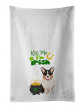 Tricolor Cardigan Corgi St. Patrick's Day Kitchen Towel Set of 2 White Dish Towels Decorative Bathroom Hand towel for Hand, Face, Hair, Yoga, Tea, Dishcloth, 19 X 28", White
