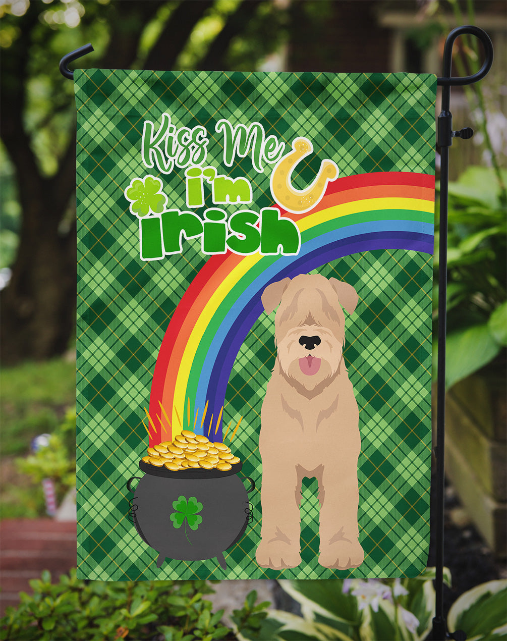Red Wheaten Terrier St. Patrick's Day Garden Flag Mailbox Decorative Yard Banner Outside Patio Artwork for Flower Beds, Garden Size, Multicolor