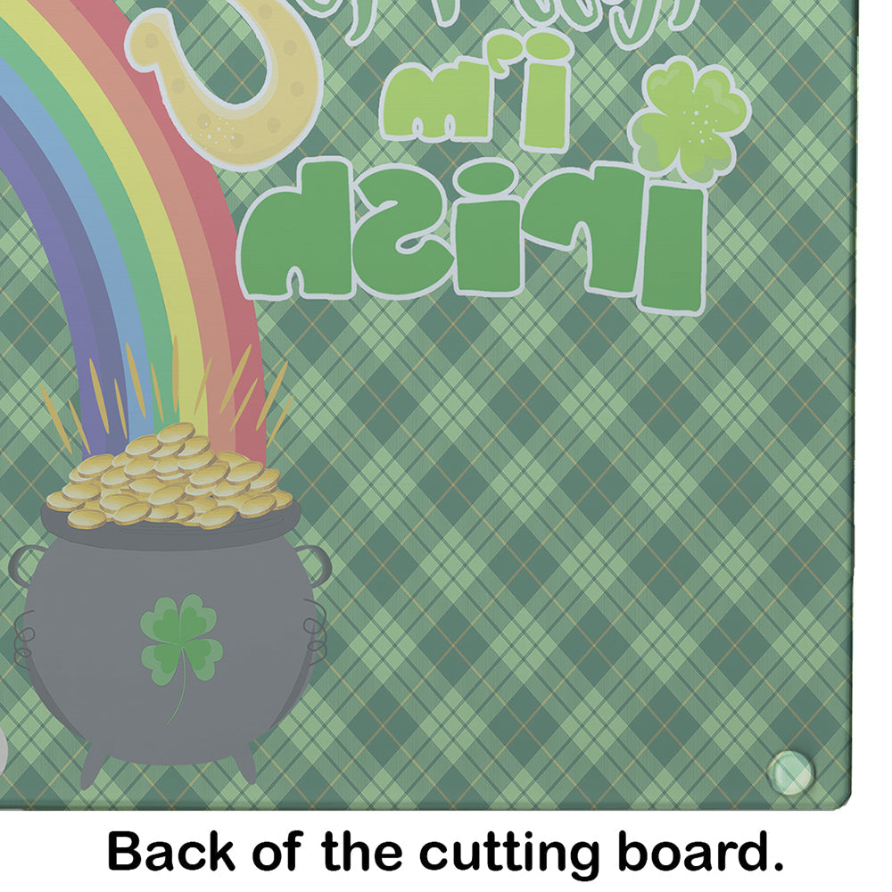 Soft Coated Wheaten Terrier St. Patrick's Day Cutting Board Tempered Glass Kitchen Cutting Surface, Heat Resistant Chopping, Non-Slip Feet, Food Prep & Serving