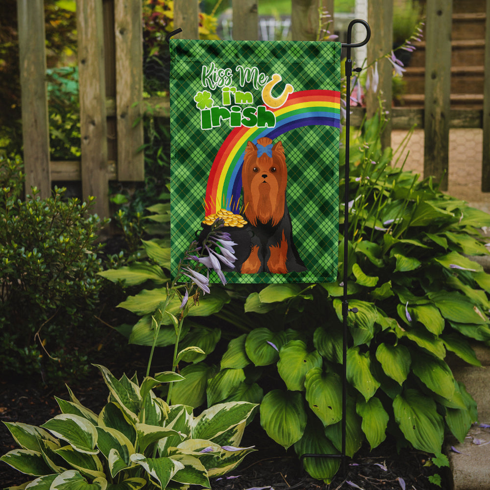Black and Tan Full Coat Yorkshire Terrier St. Patrick's Day Garden Flag Mailbox Decorative Yard Banner Outside Patio Artwork for Flower Beds, Garden Size, Multicolor