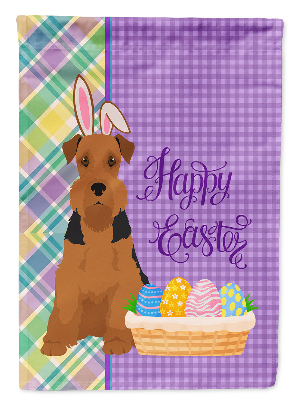 Black and Tan Airedale Terrier Easter Garden Flag Mailbox Decorative Yard Banner Outside Patio Artwork for Flower Beds, Garden Size, Multicolor