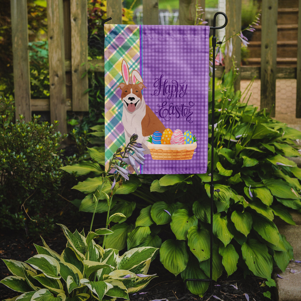 Red and White Pit Bull Terrier Easter Garden Flag Mailbox Decorative Yard Banner Outside Patio Artwork for Flower Beds, Garden Size, Multicolor