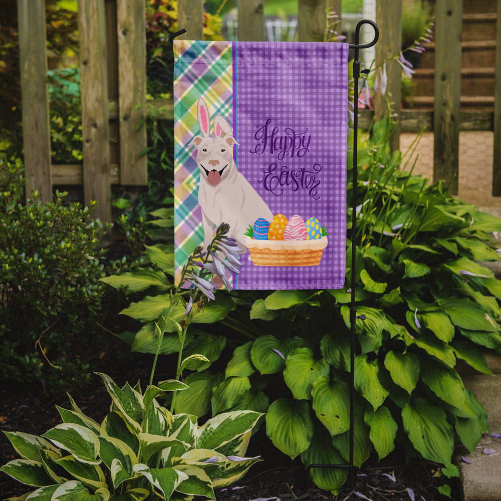 White Pit Bull Terrier Easter Garden Flag Mailbox Decorative Yard Banner Outside Patio Artwork for Flower Beds, Garden Size, Multicolor