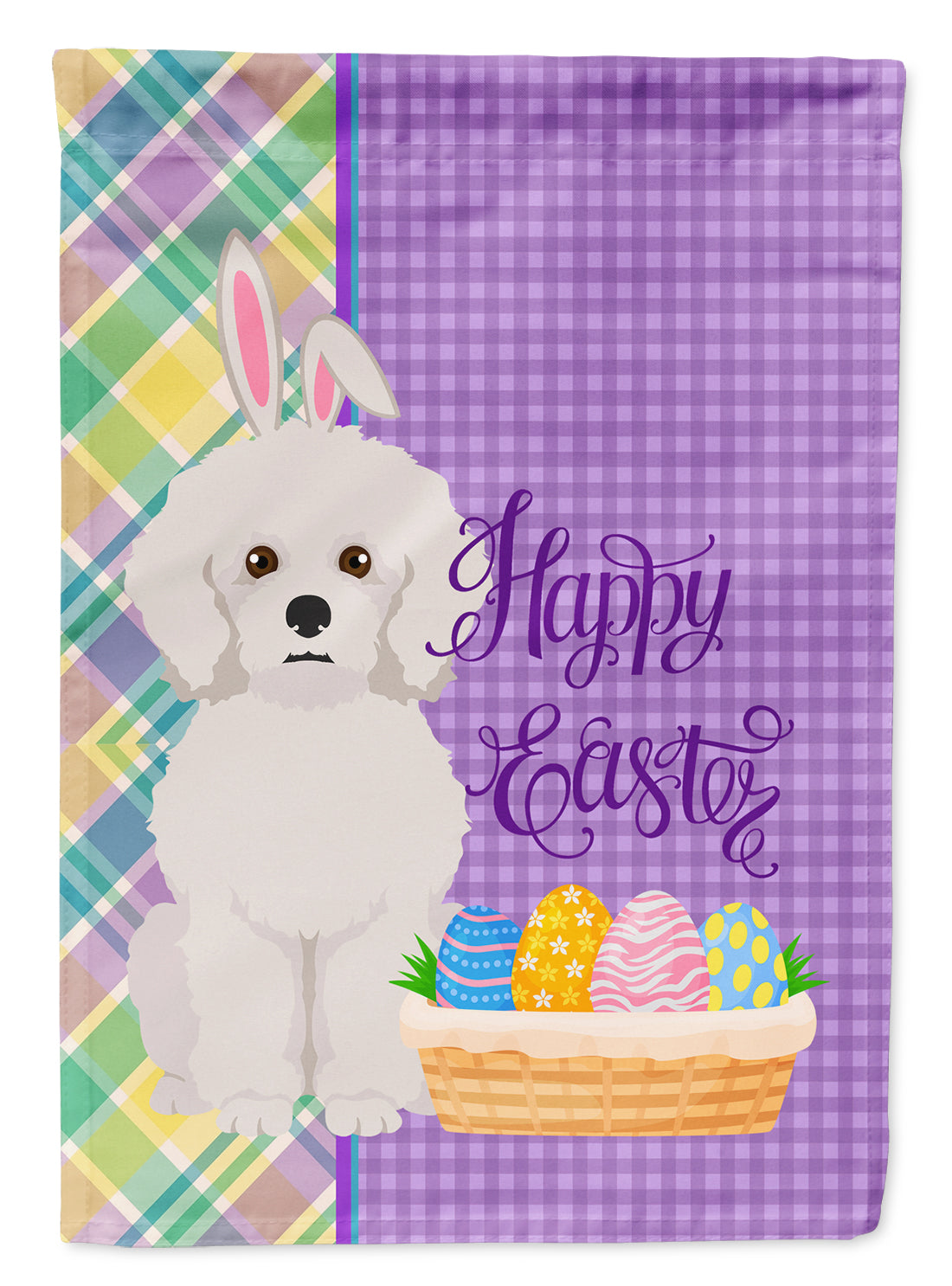 Bichon Frise Easter Garden Flag Mailbox Decorative Yard Banner Outside Patio Artwork for Flower Beds, Garden Size, Multicolor
