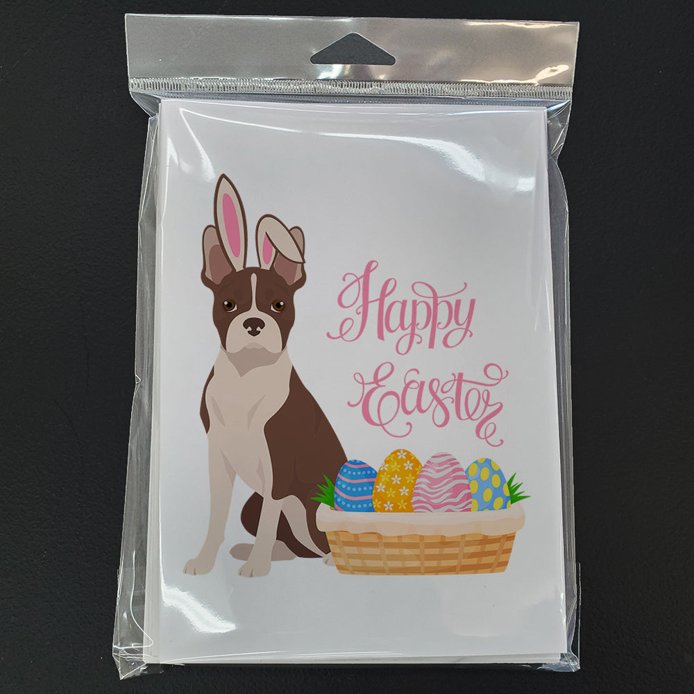Red Boston Terrier Easter Greeting Cards Pack of 8 Blank Cards with Envelopes Whimsical A7 Size 5x7