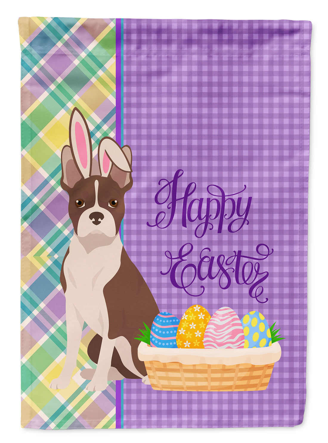 Red Boston Terrier Easter Garden Flag Mailbox Decorative Yard Banner Outside Patio Artwork for Flower Beds, Garden Size, Multicolor