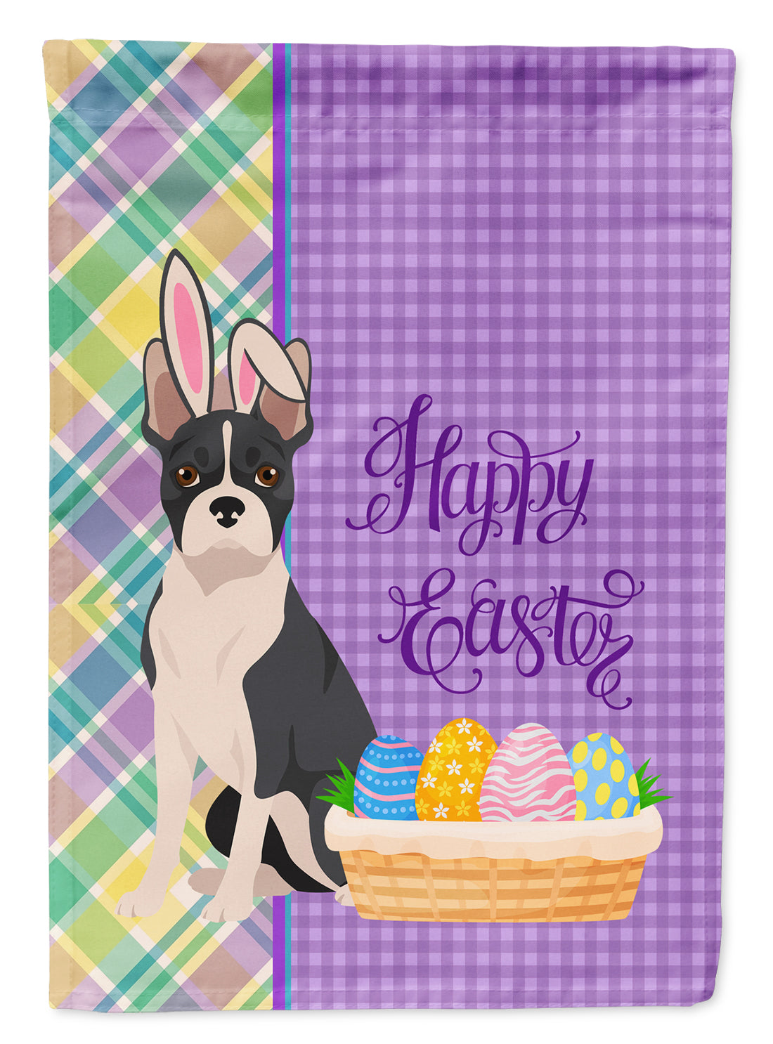 Black Boston Terrier Easter Garden Flag Mailbox Decorative Yard Banner Outside Patio Artwork for Flower Beds, Garden Size, Multicolor