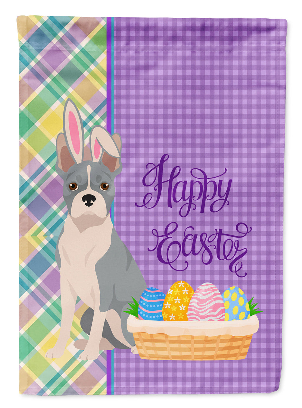 Blue Boston Terrier Easter Garden Flag Mailbox Decorative Yard Banner Outside Patio Artwork for Flower Beds, Garden Size, Multicolor