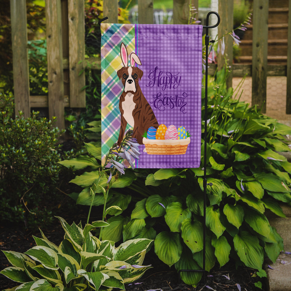 Natural Eared Red Brindle Boxer Easter Garden Flag Mailbox Decorative Yard Banner Outside Patio Artwork for Flower Beds, Garden Size, Multicolor