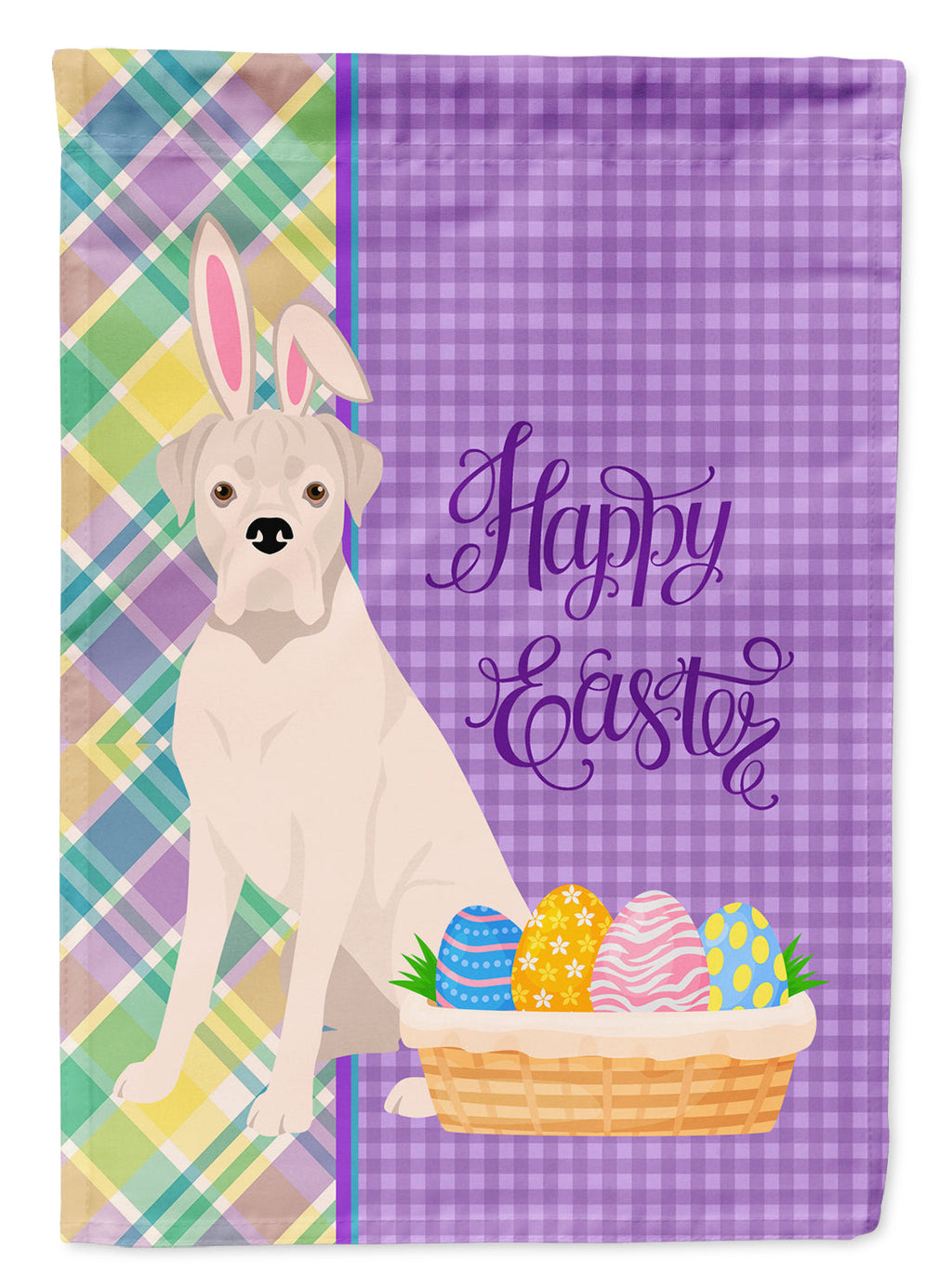 Natural Eared White Boxer Easter Garden Flag Mailbox Decorative Yard Banner Outside Patio Artwork for Flower Beds, Garden Size, Multicolor
