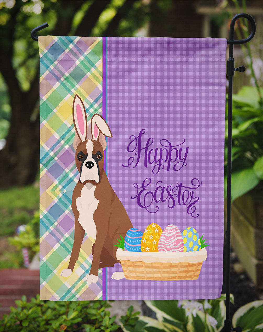 Red Fawn Boxer Easter Garden Flag Mailbox Decorative Yard Banner Outside Patio Artwork for Flower Beds, Garden Size, Multicolor