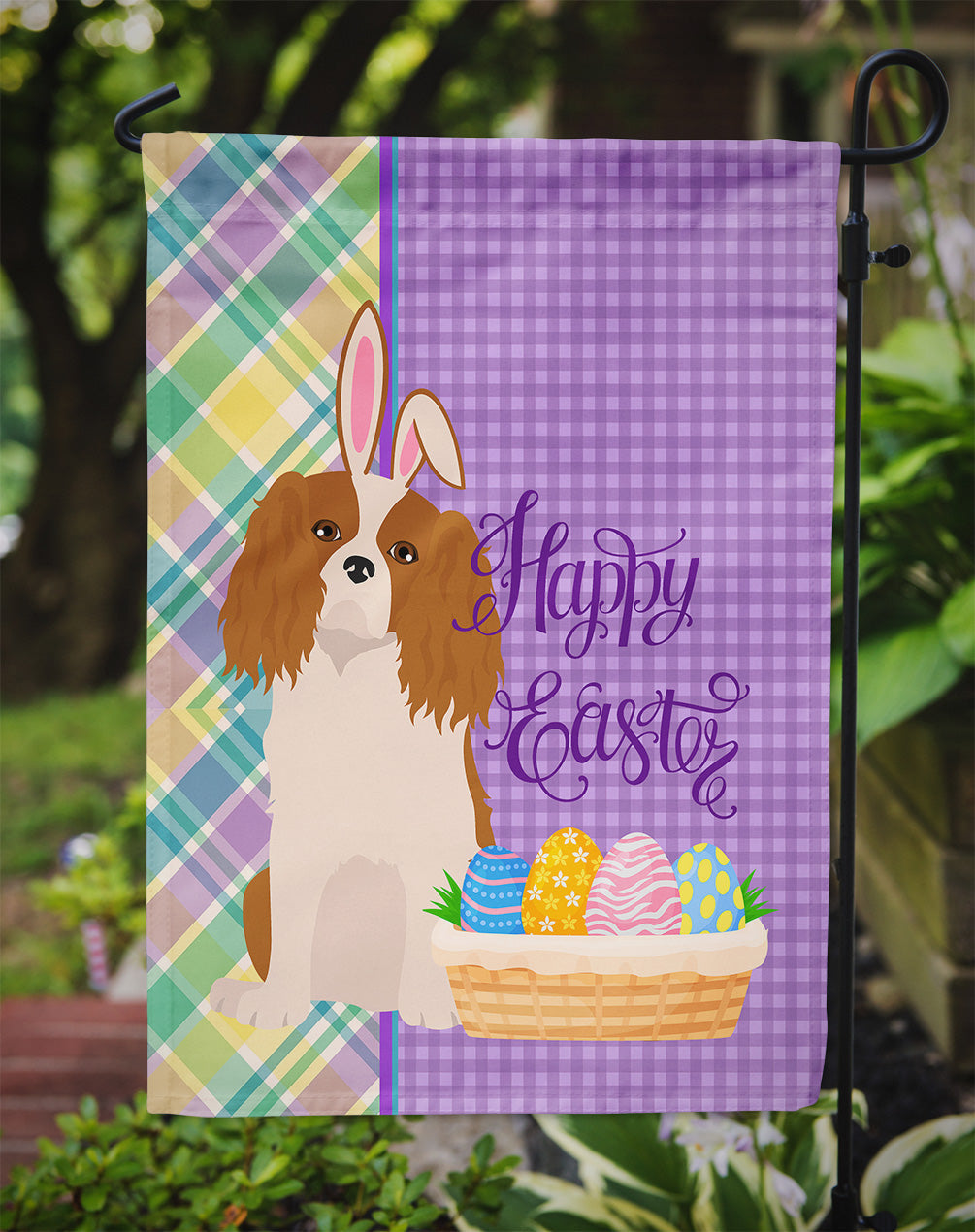 Blenheim Cavalier Spaniel Easter Garden Flag Mailbox Decorative Yard Banner Outside Patio Artwork for Flower Beds, Garden Size, Multicolor