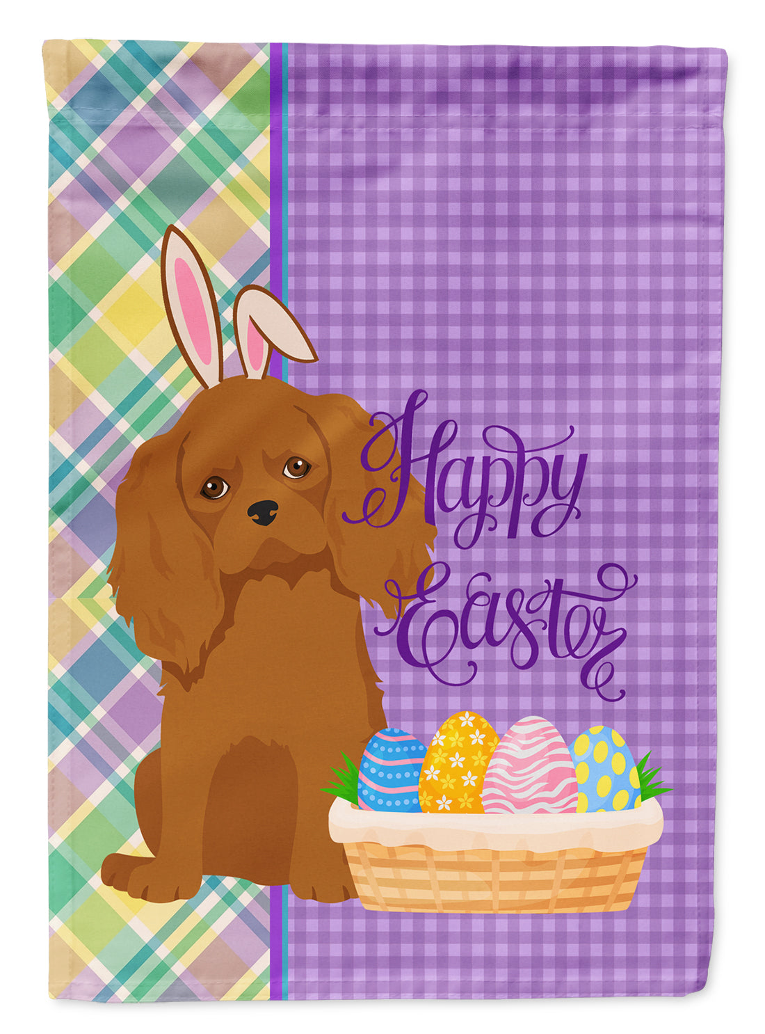 Ruby Cavalier Spaniel Easter Garden Flag Mailbox Decorative Yard Banner Outside Patio Artwork for Flower Beds, Garden Size, Multicolor