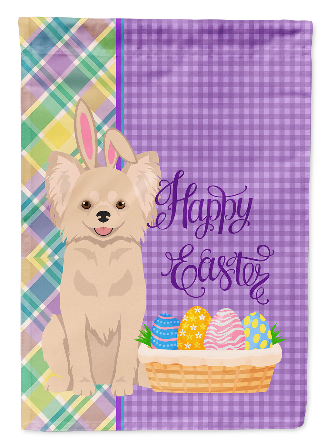 Longhaired Cream Chihuahua Easter Garden Flag Mailbox Decorative Yard Banner Outside Patio Artwork for Flower Beds, Garden Size, Multicolor