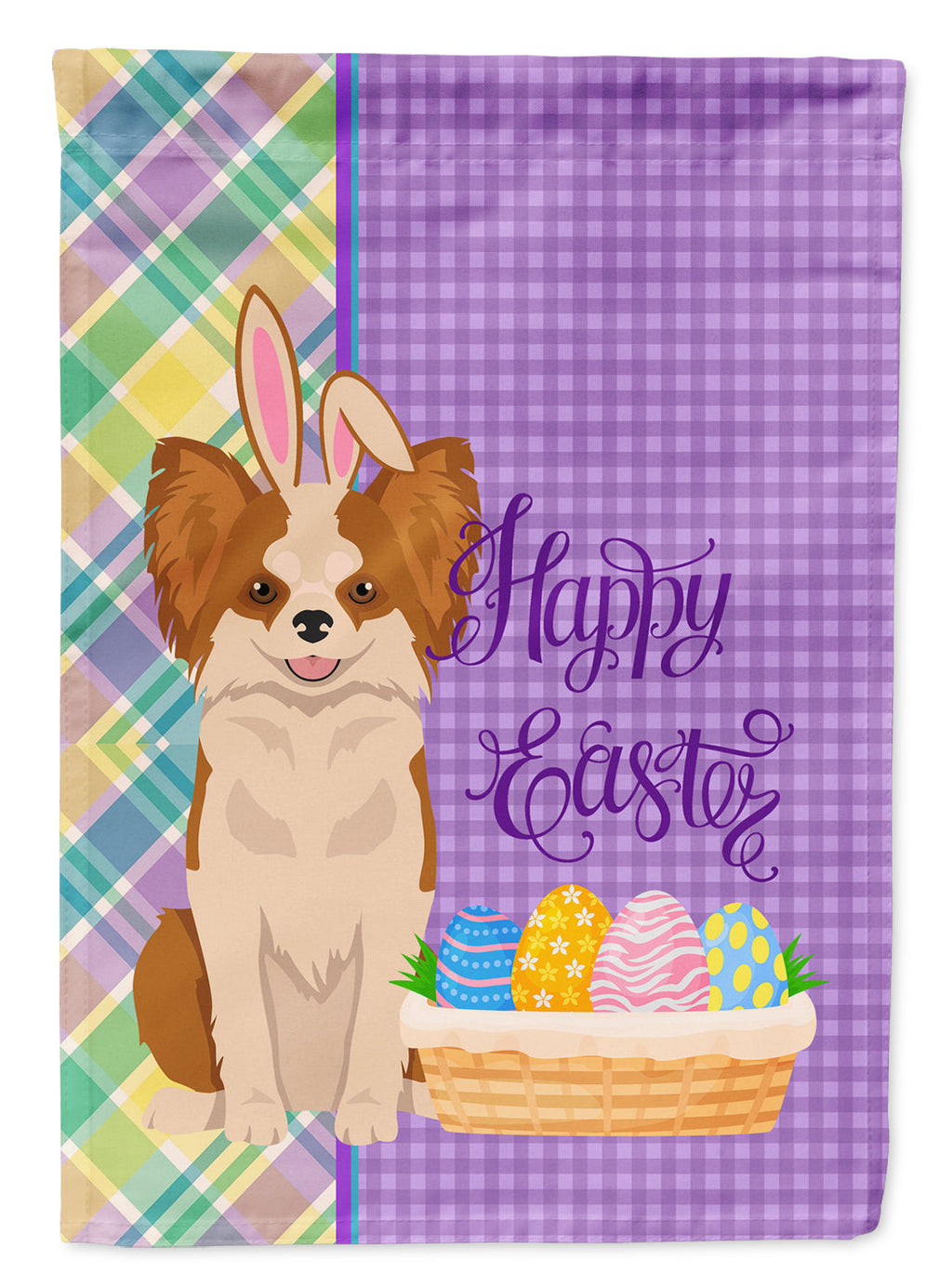 Longhaired Red and White Chihuahua Easter Garden Flag Mailbox Decorative Yard Banner Outside Patio Artwork for Flower Beds, Garden Size, Multicolor