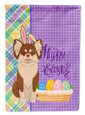 Longhaired Chocolate and White Chihuahua Easter Garden Flag Mailbox Decorative Yard Banner Outside Patio Artwork for Flower Beds, Garden Size, Multicolor