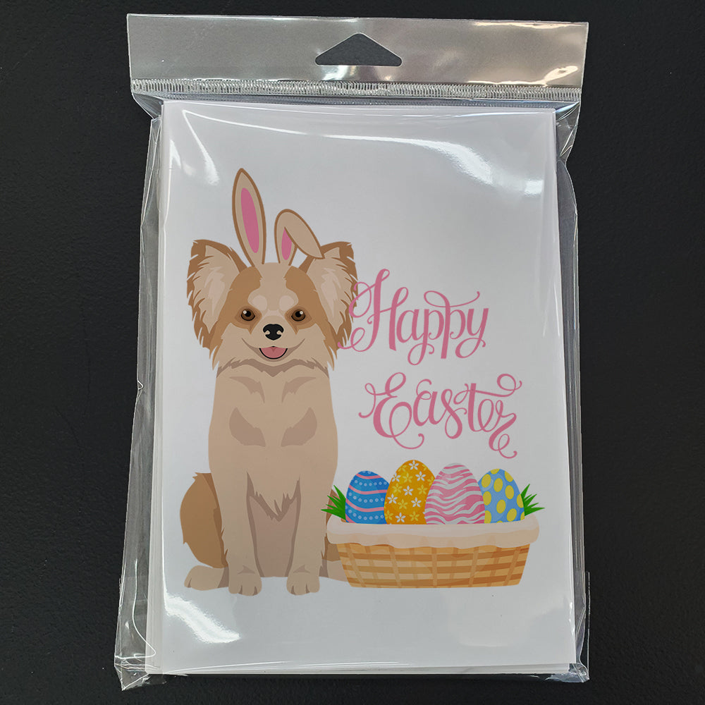 Longhaired Gold and White Chihuahua Easter Greeting Cards Pack of 8 Blank Cards with Envelopes Whimsical A7 Size 5x7