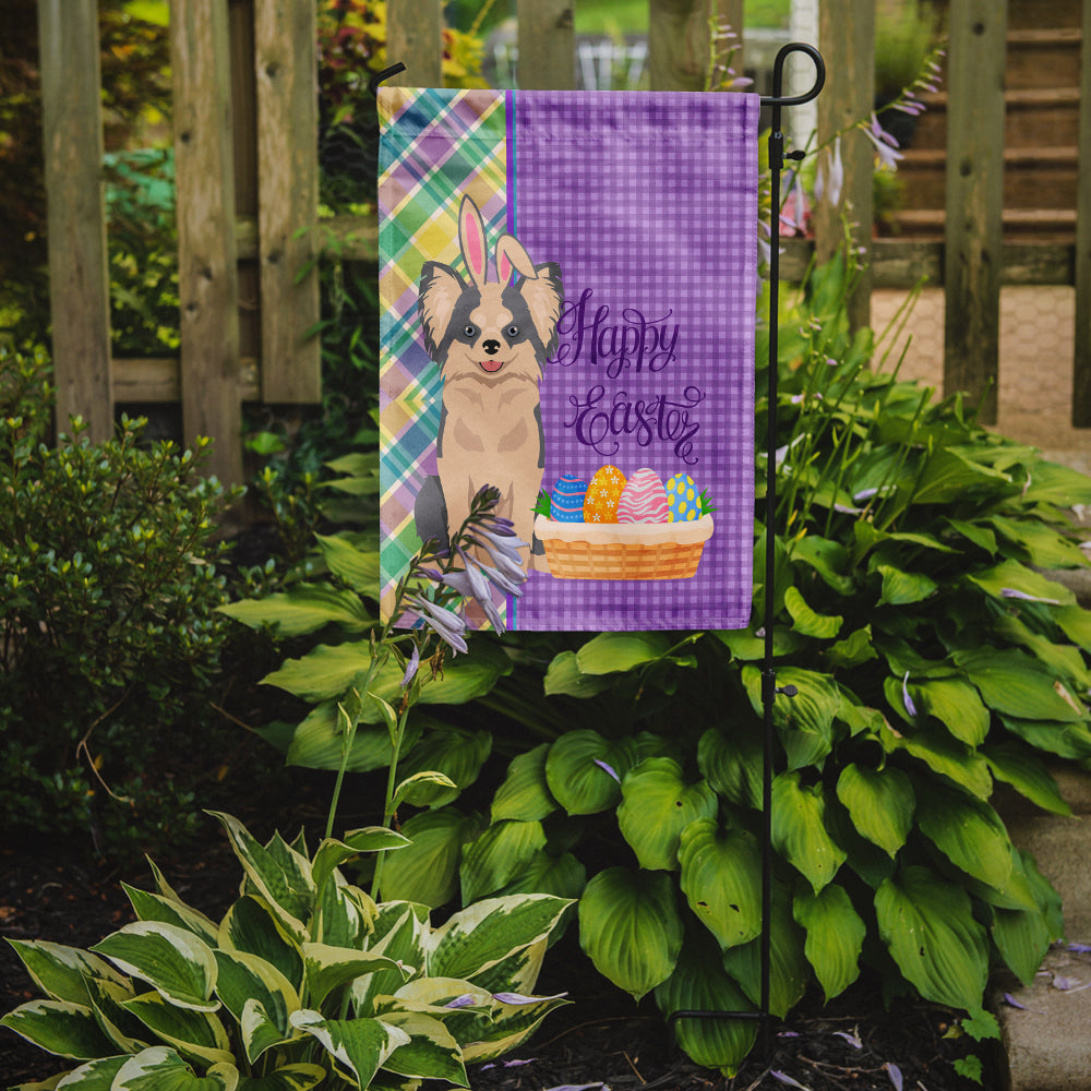 Longhaired Blue and White Chihuahua Easter Garden Flag Mailbox Decorative Yard Banner Outside Patio Artwork for Flower Beds, Garden Size, Multicolor