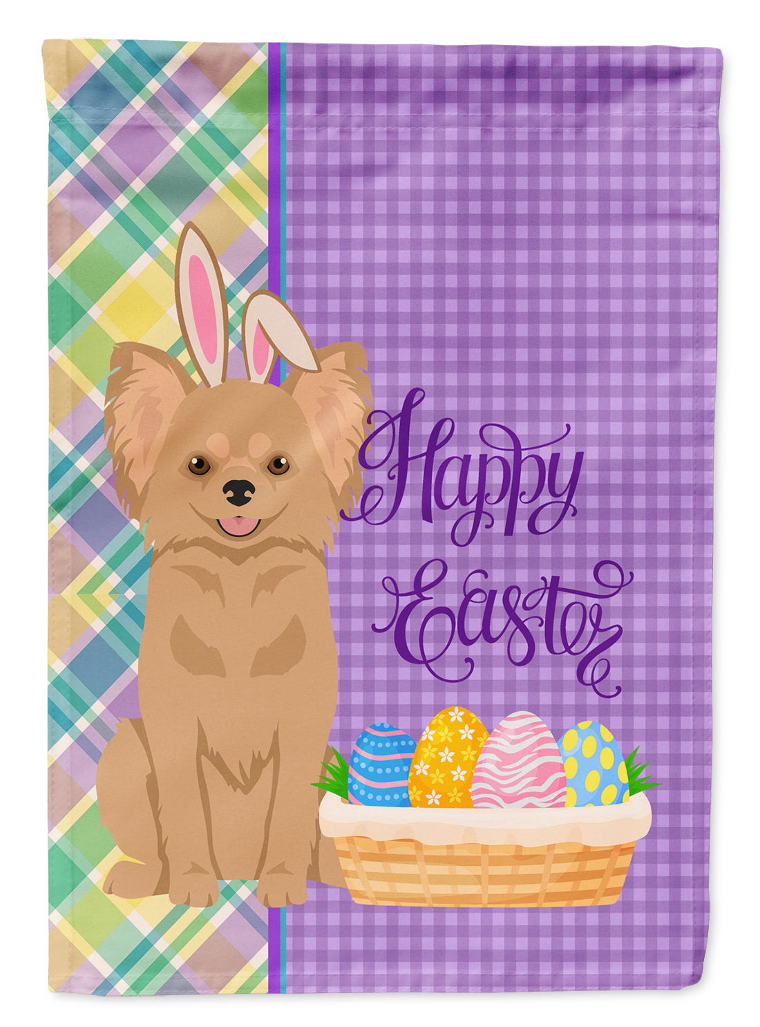 Longhaired Gold Chihuahua Easter Garden Flag Mailbox Decorative Yard Banner Outside Patio Artwork for Flower Beds, Garden Size, Multicolor