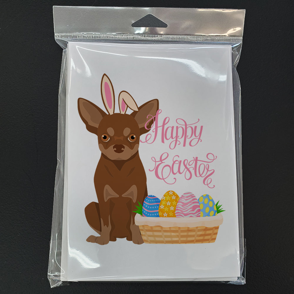 Chocolate and Tan Chihuahua Easter Greeting Cards Pack of 8 Blank Cards with Envelopes Whimsical A7 Size 5x7