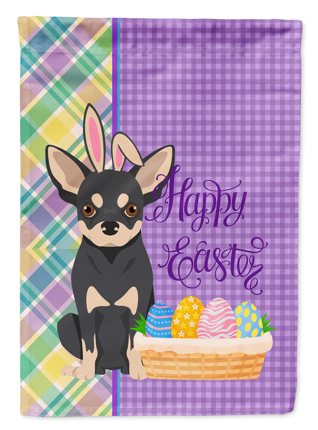 Black and Cream Chihuahua Easter Garden Flag Mailbox Decorative Yard Banner Outside Patio Artwork for Flower Beds, Garden Size, Multicolor