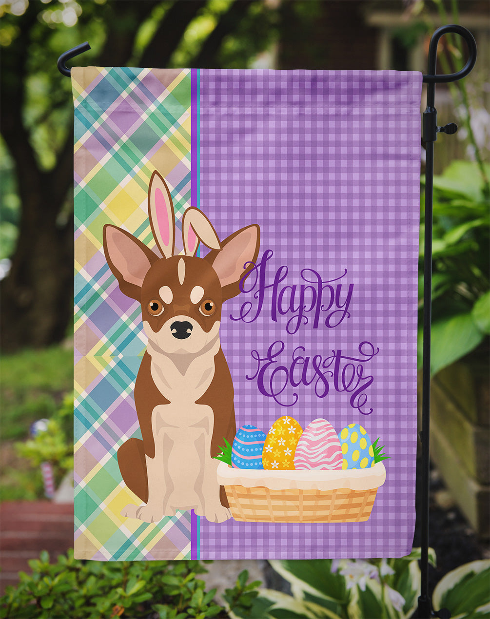Red and White Chihuahua Easter Garden Flag Mailbox Decorative Yard Banner Outside Patio Artwork for Flower Beds, Garden Size, Multicolor