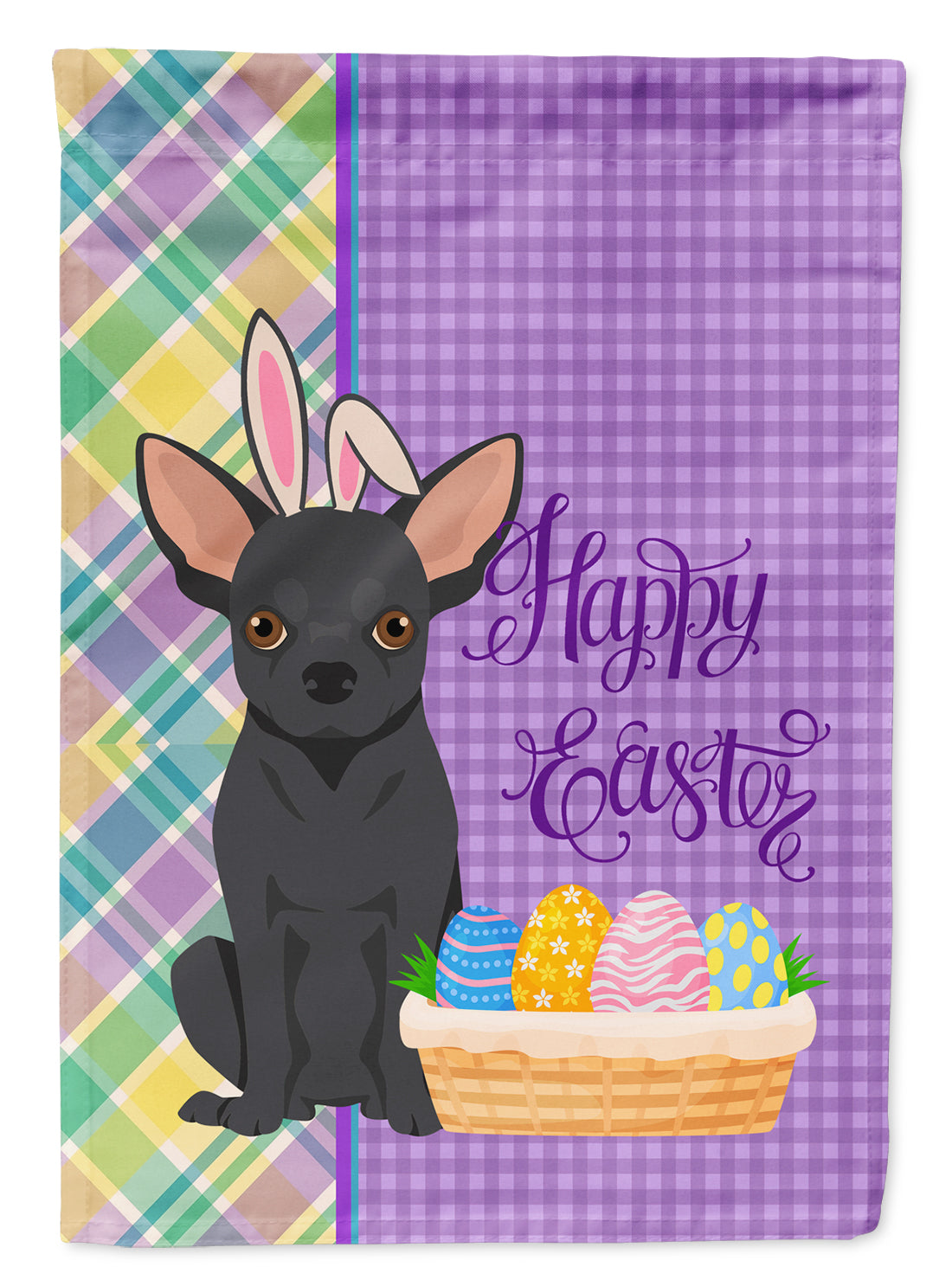 Black Chihuahua Easter Garden Flag Mailbox Decorative Yard Banner Outside Patio Artwork for Flower Beds, Garden Size, Multicolor