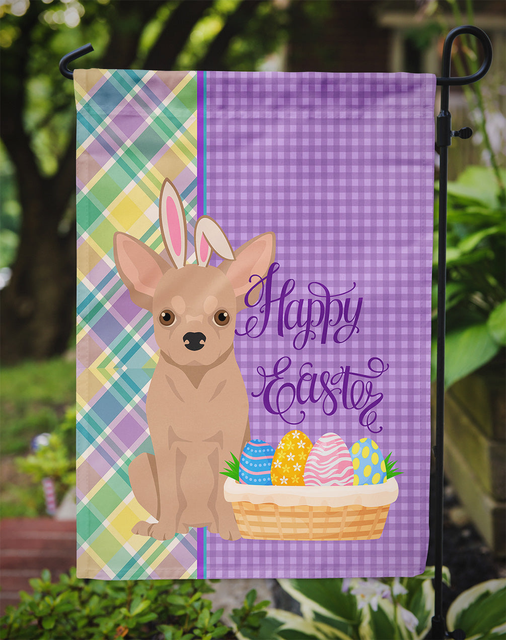 Cream Chihuahua Easter Garden Flag Mailbox Decorative Yard Banner Outside Patio Artwork for Flower Beds, Garden Size, Multicolor