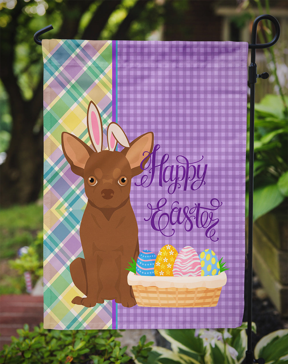 Chocolate Chihuahua Easter Garden Flag Mailbox Decorative Yard Banner Outside Patio Artwork for Flower Beds, Garden Size, Multicolor