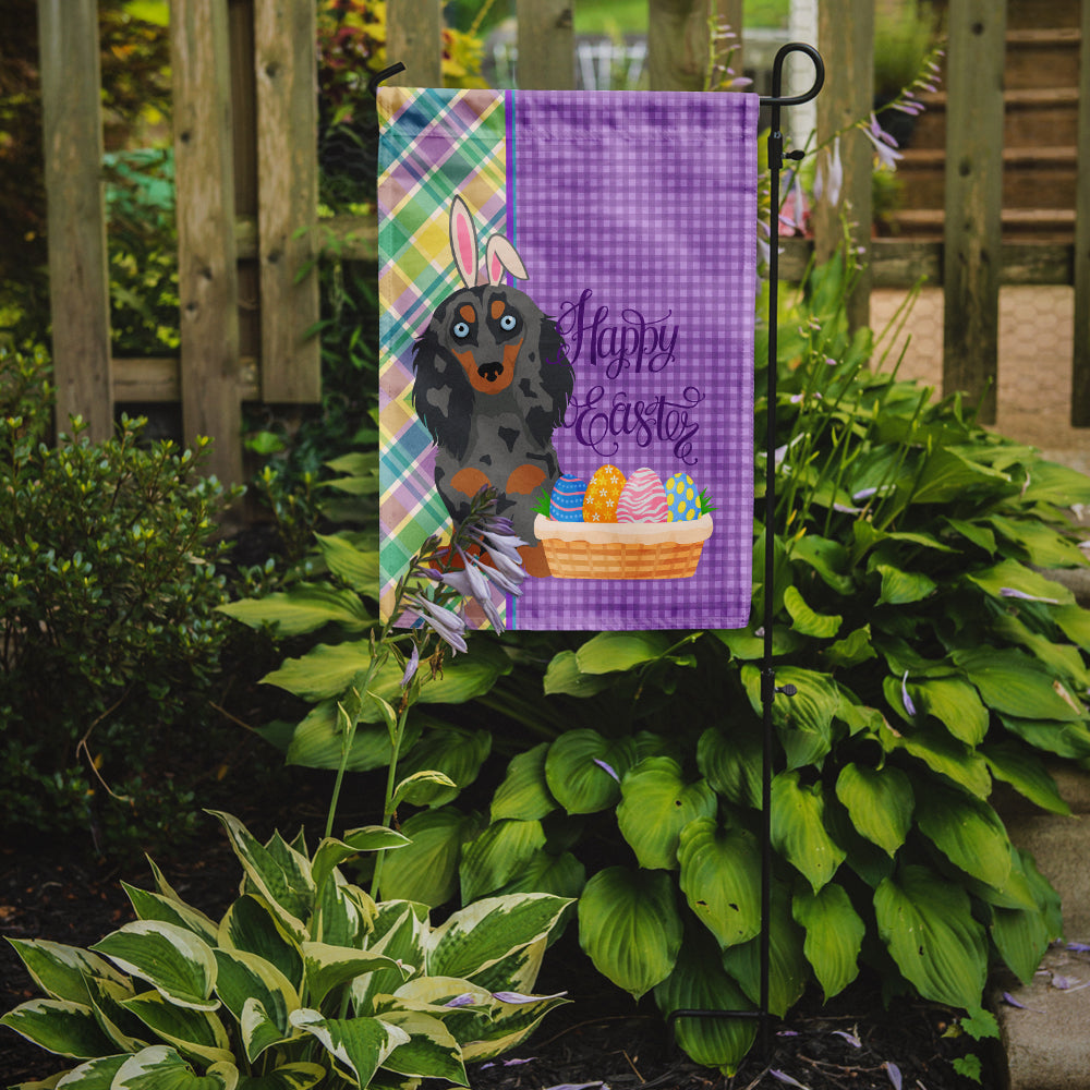 Longhair Blue and Tan Dapple Dachshund Easter Garden Flag Mailbox Decorative Yard Banner Outside Patio Artwork for Flower Beds, Garden Size, Multicolor