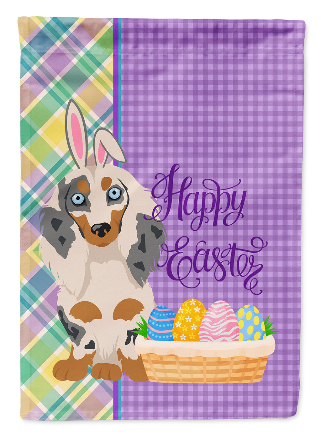 Longhair Cream Dapple Dachshund Easter Garden Flag Mailbox Decorative Yard Banner Outside Patio Artwork for Flower Beds, Garden Size, Multicolor