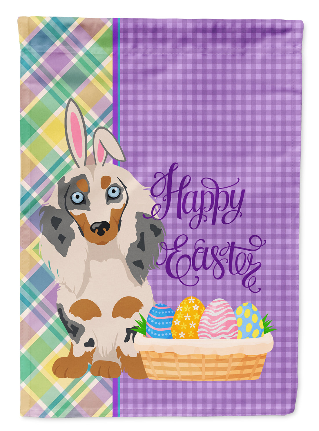 Longhair Cream Dapple Dachshund Easter Garden Flag Mailbox Decorative Yard Banner Outside Patio Artwork for Flower Beds, Garden Size, Multicolor