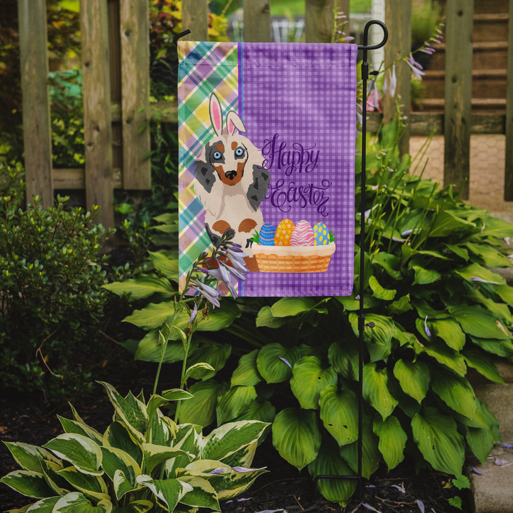 Longhair Cream Dapple Dachshund Easter Garden Flag Mailbox Decorative Yard Banner Outside Patio Artwork for Flower Beds, Garden Size, Multicolor