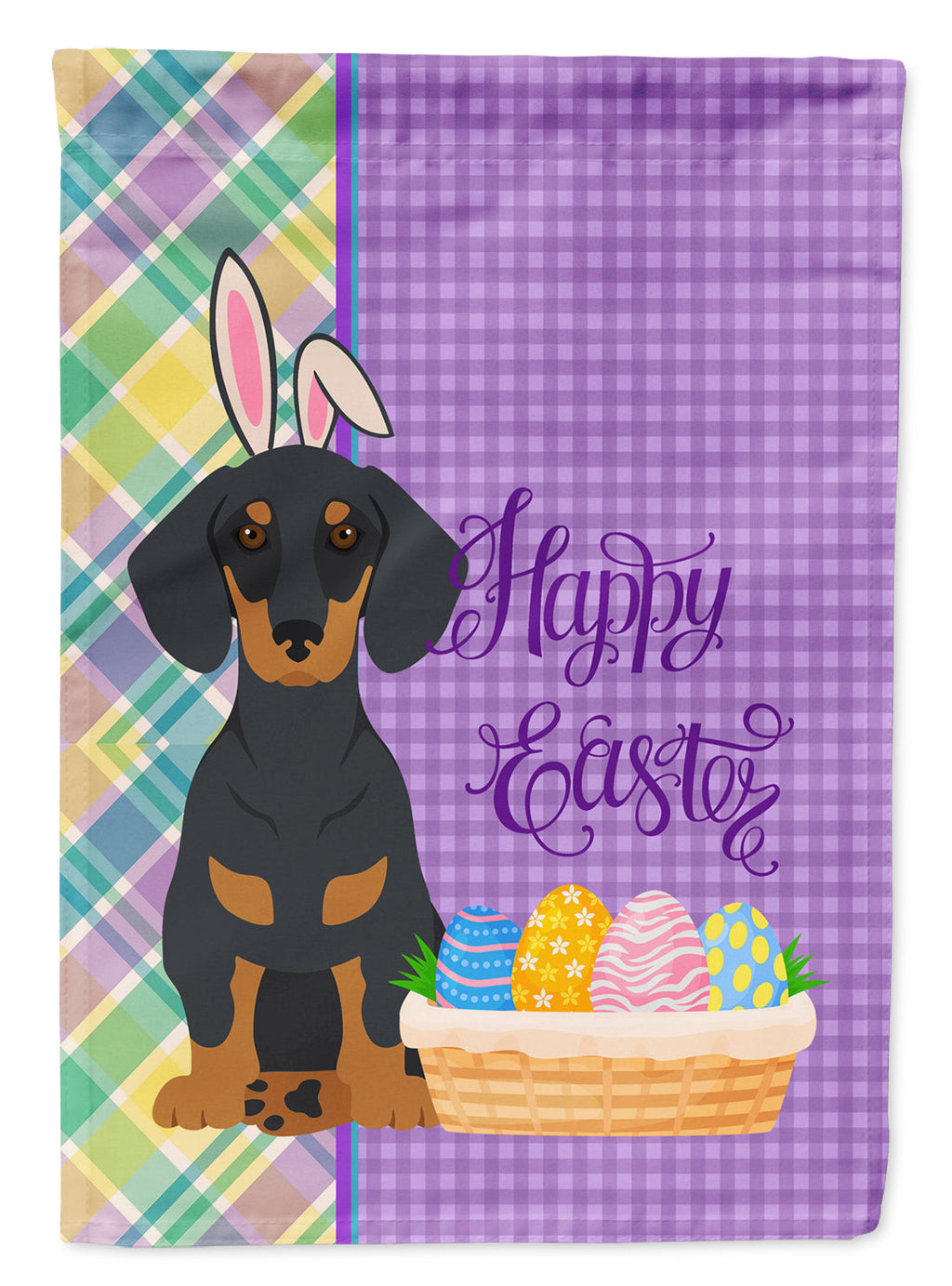 Black and Tan Dachshund Easter Garden Flag Mailbox Decorative Yard Banner Outside Patio Artwork for Flower Beds, Garden Size, Multicolor