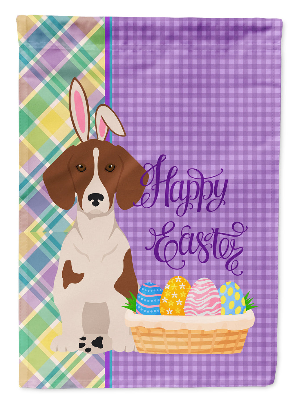 Red Piebald Dachshund Easter Garden Flag Mailbox Decorative Yard Banner Outside Patio Artwork for Flower Beds, Garden Size, Multicolor