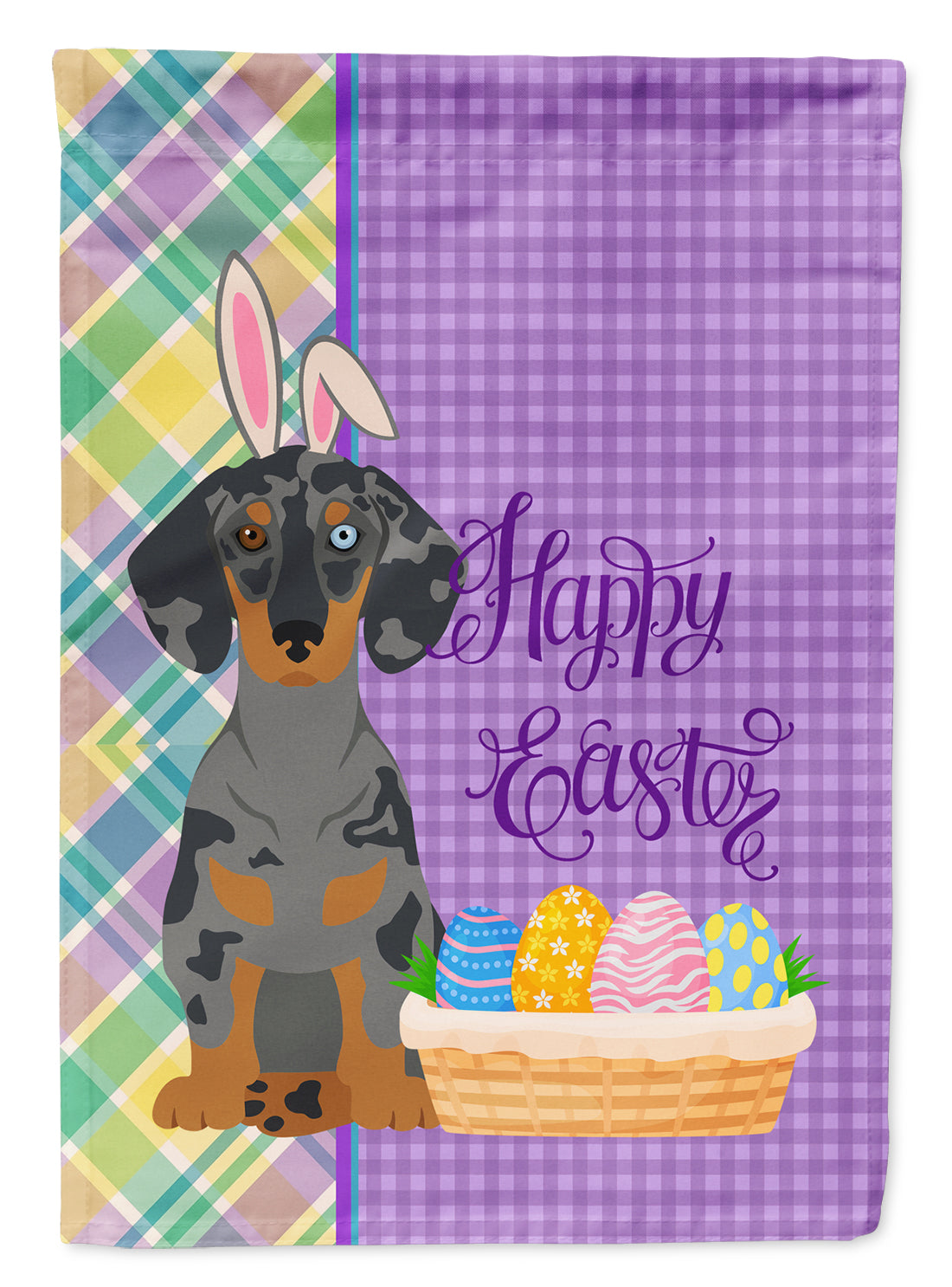 Black Dapple Dachshund Easter Garden Flag Mailbox Decorative Yard Banner Outside Patio Artwork for Flower Beds, Garden Size, Multicolor