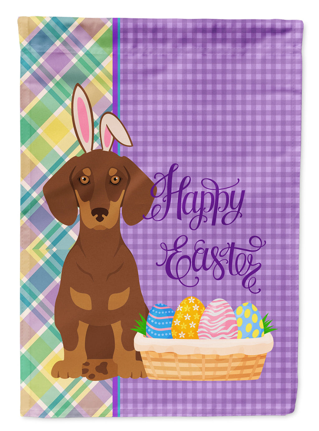 Chocolate and Tan Dachshund Easter Garden Flag Mailbox Decorative Yard Banner Outside Patio Artwork for Flower Beds, Garden Size, Multicolor