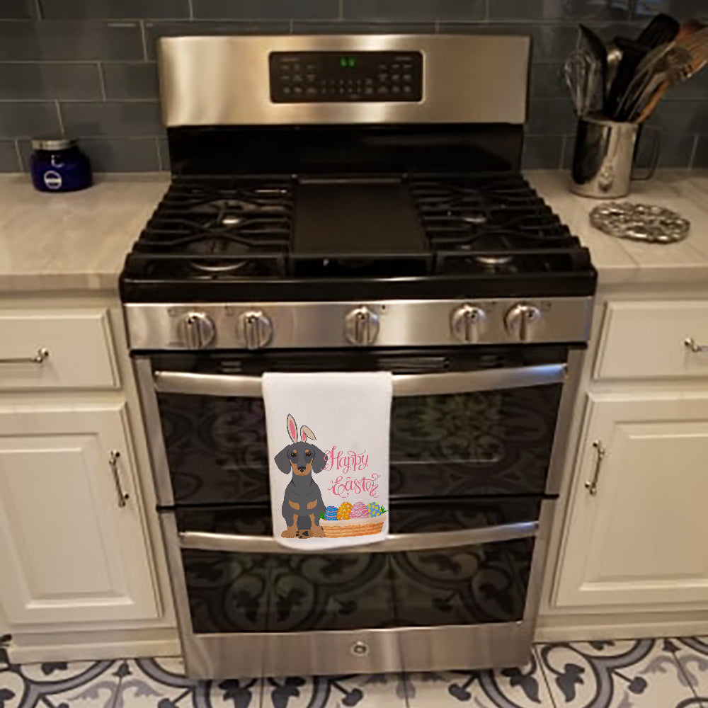 Blue and Tan Dachshund Easter Kitchen Towel Set of 2 White Dish Towels Decorative Bathroom Hand towel for Hand, Face, Hair, Yoga, Tea, Dishcloth, 19 X 28", White