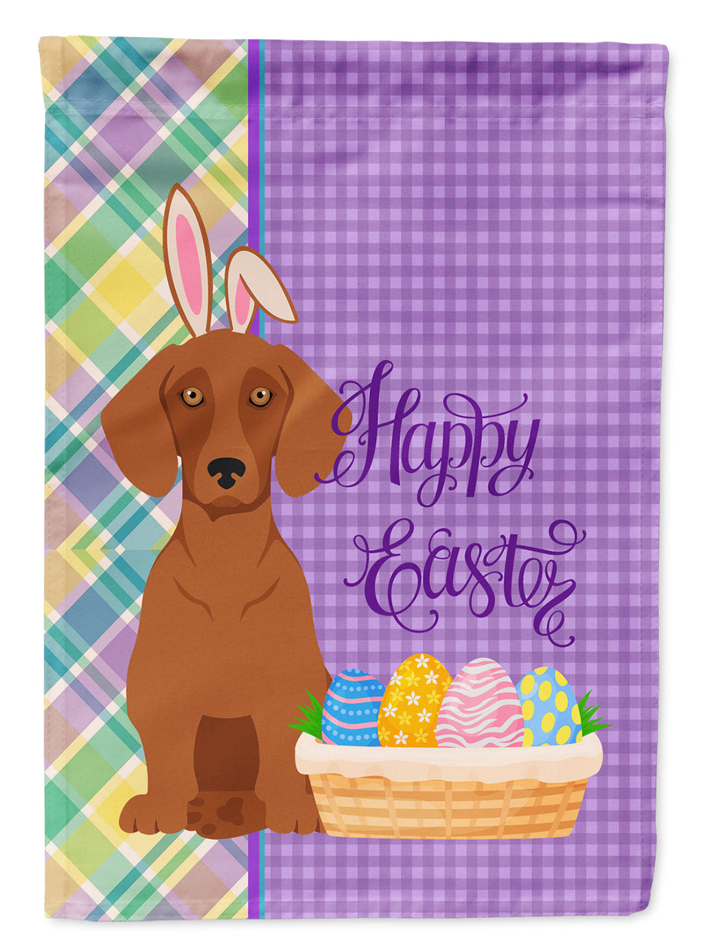 Red Dachshund Easter Garden Flag Mailbox Decorative Yard Banner Outside Patio Artwork for Flower Beds, Garden Size, Multicolor