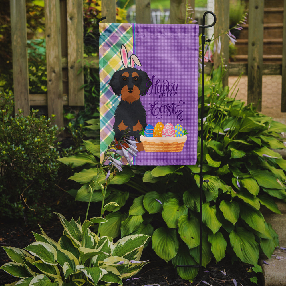 Wirehair Black and Tan Dachshund Easter Garden Flag Mailbox Decorative Yard Banner Outside Patio Artwork for Flower Beds, Garden Size, Multicolor