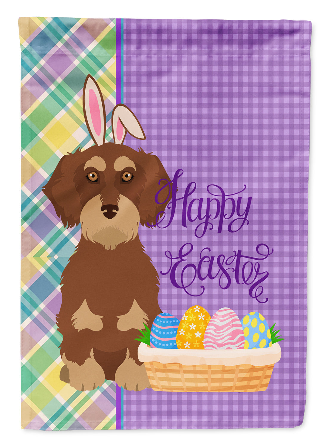 Wirehair Red and Tan Dachshund Easter Garden Flag Mailbox Decorative Yard Banner Outside Patio Artwork for Flower Beds, Garden Size, Multicolor
